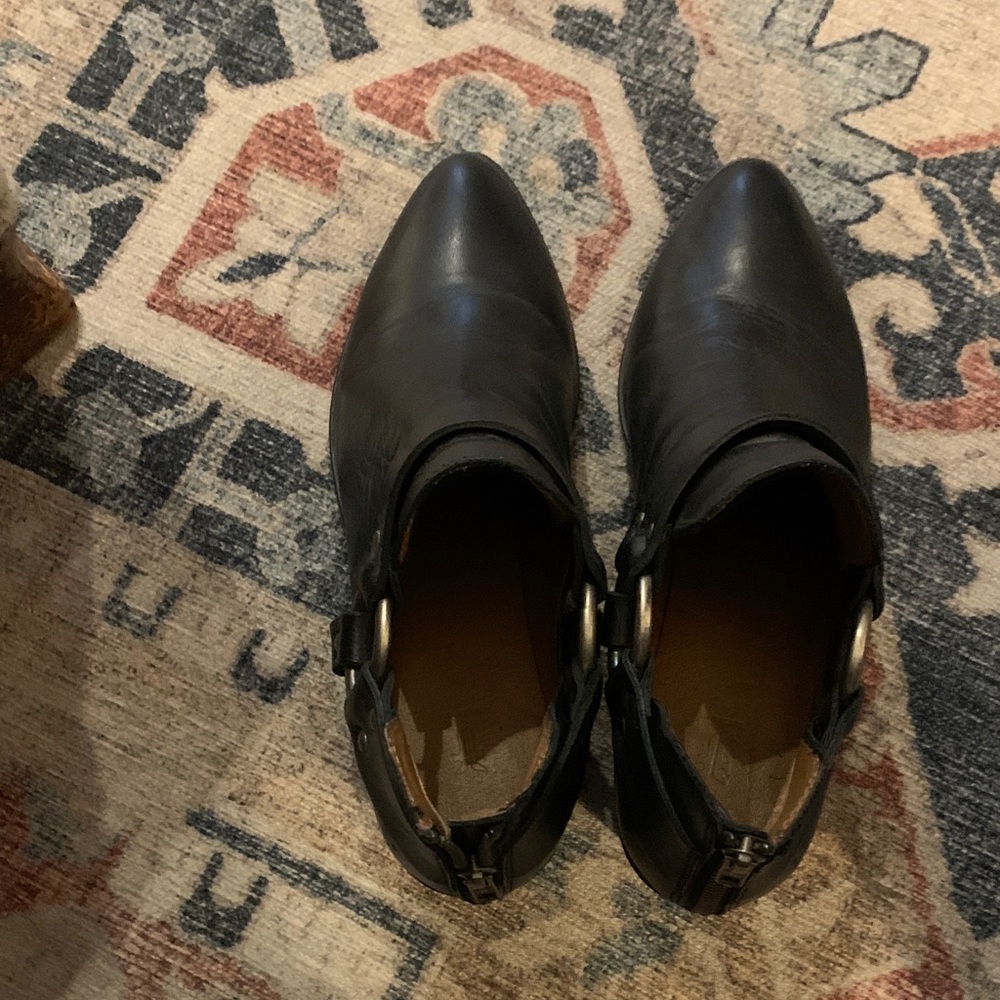 Frye Black Leather Ankle Booties